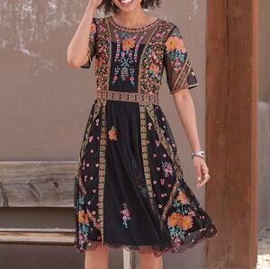 Sundance Roxanna Mesh Embroidered Dress